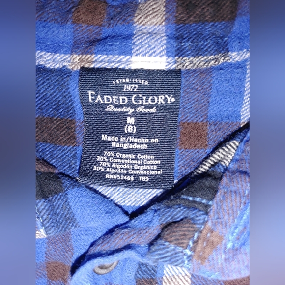 Faded Glory Blue Plaid Kids Shirt - Picture 3 of 5